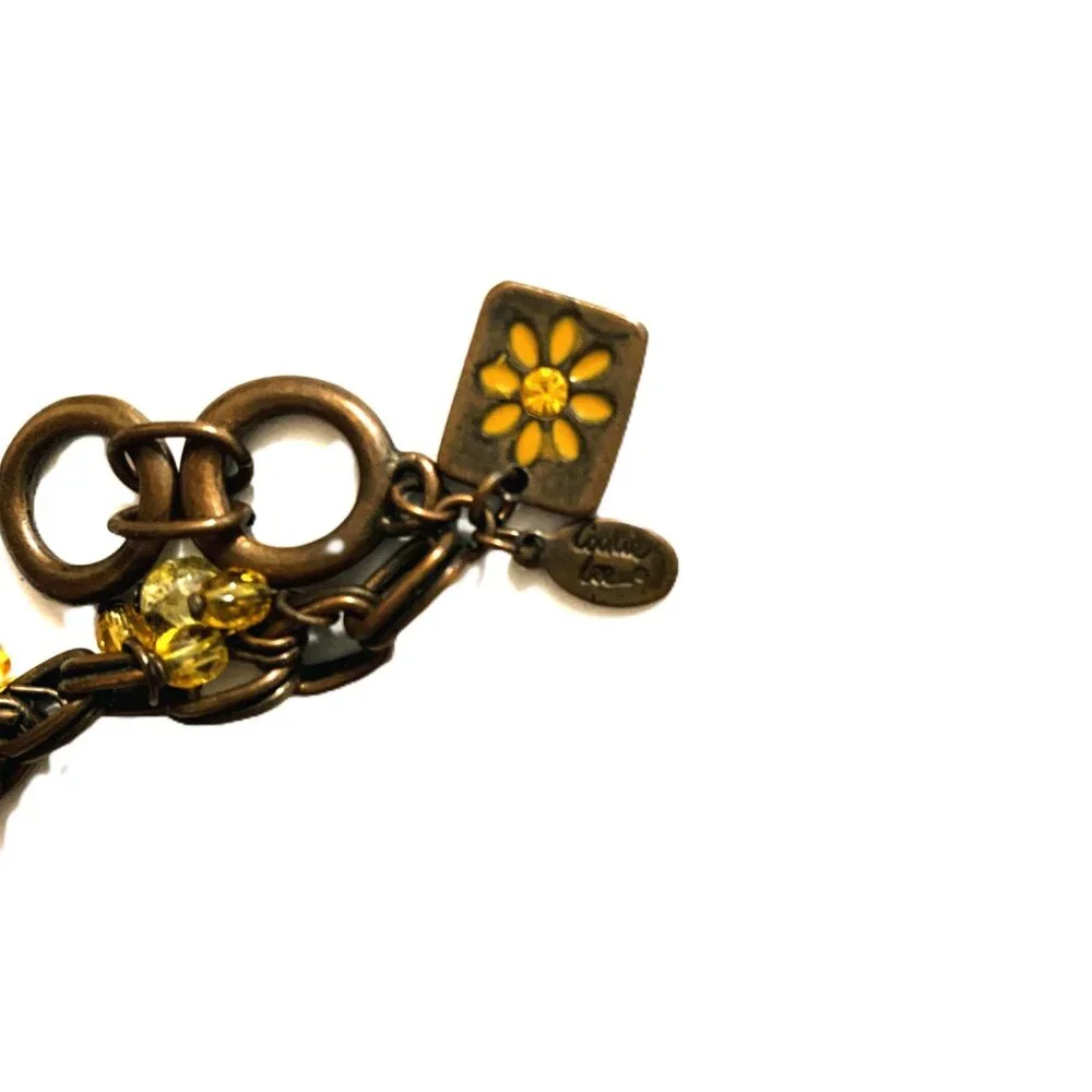 Cookie Lee Bracelet Charm Gold Beads Floral Copper or Bronze Bracelet Adjustable